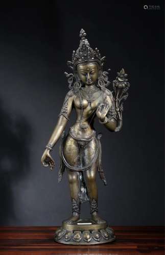 A Chinese Bronze Standing Statue of Tara