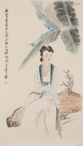 A Chinese Figure Painting, Zhang Daqian Mark