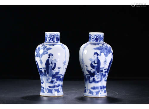 A Pair of Chinese Blue and White Porcelain Vases