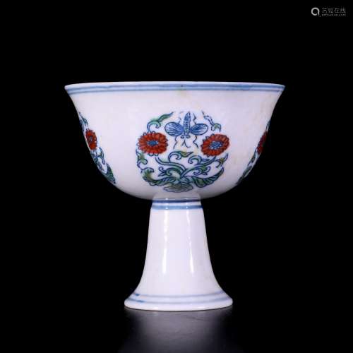A Chinese Multicolored Porcelain Stem Cup