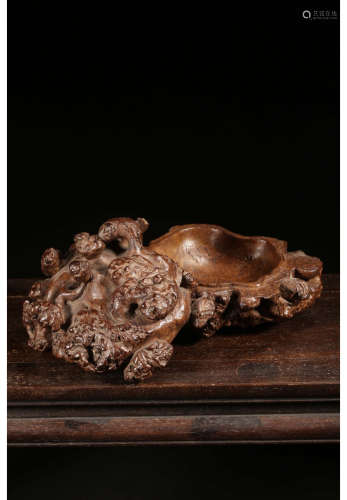 A Chinese Carved Bamboo Root Box 