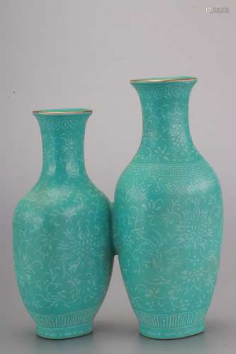 A Chinese Turquoise Glazed Porcelain Joint Vase