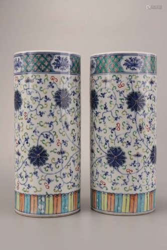 A Pair of Chinese Porcelain Hat Stands