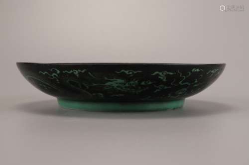 A Chinese Black Ground Porcelain Plate