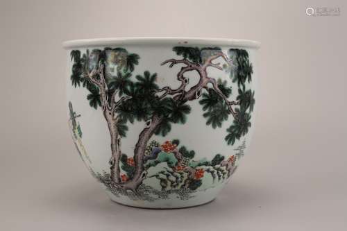 A Chinese Blue and White Porcelain Brush Pot