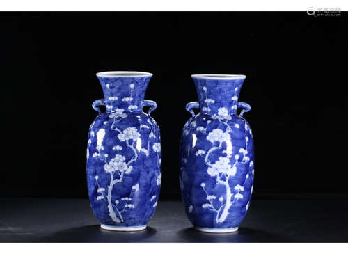 A Pair of Chinese Blue and White Porcelain Vases