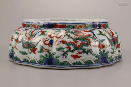 A Chinese Multicolored Porcelain Basin