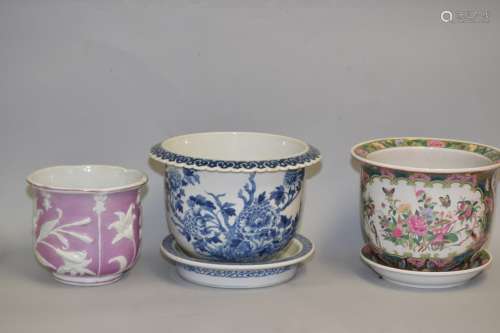 Group of 19-20th C. Chinese/American Flower Pots
