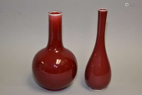 Two Chinese Red Glaze Vases