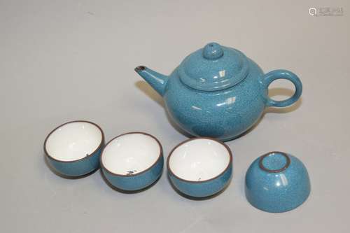 Set of Chinese Robbin's Egg Glaze YiXing ZiSha Ware