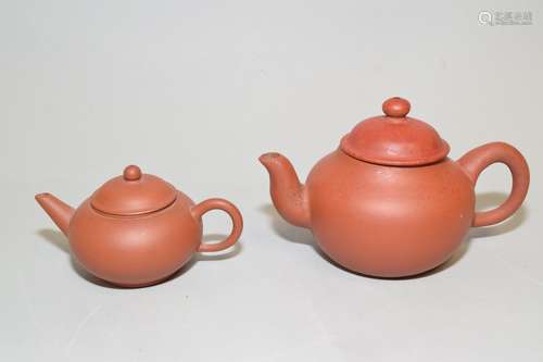 Two 19-20th C. Chinese YiXing ZiSha Teapots