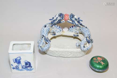 Group of 19-20th C. Chinese B&W Porcelain Ware