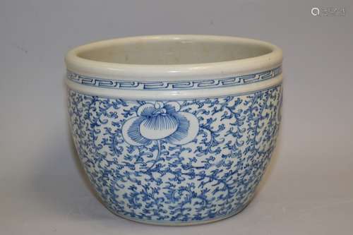 Chinese Blue and White Lotus Jardiniere