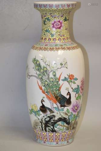 Large 1970-80s Chinese Famille Rose Vase