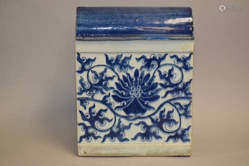 Ming/Qing Chinese Blue and White Roof Tile