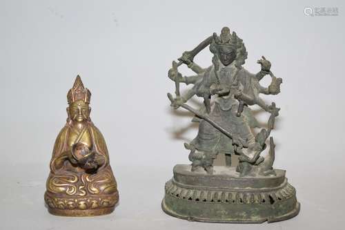 Two Chinese Tibetan Bronze Buddha