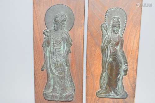 Pr. of 19-20th C. Korean Bronze Buddha Plaque