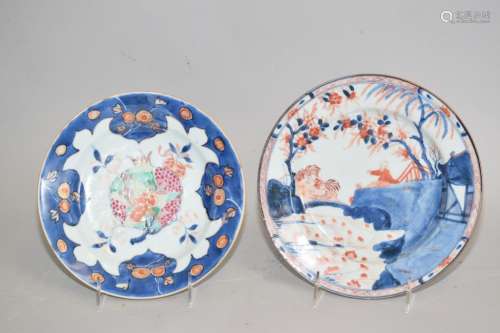 Two 17-18th C. Chinese Export Porcelain Plates
