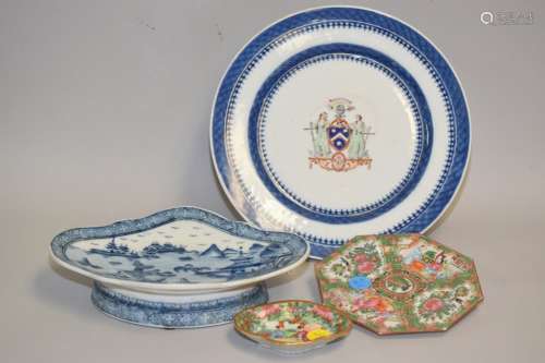 Four 18-19th C. Chinese Export Porcelain Plates