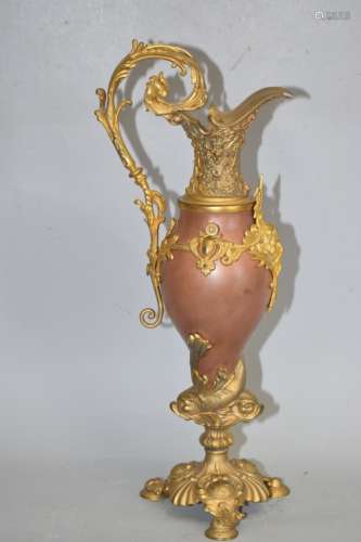 19th C. French Glass Amphora with Ormulu Decor