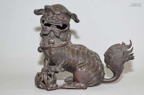 Qing Chinese Bronze Lion Incense Burner
