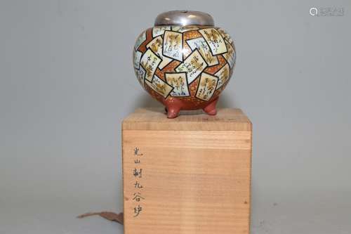 19-20th C. Japanese Kutani Three-Foot Incense Burner