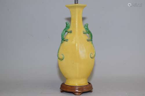19th C. Chinese Sancai Dragon Ear Vase