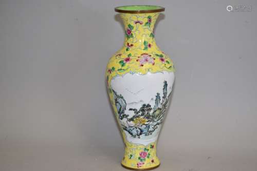 Chinese Enamel over Bronze Vignette Vase