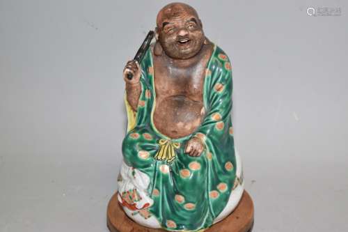 Japanese Sancai Glazed Pottery Buddha