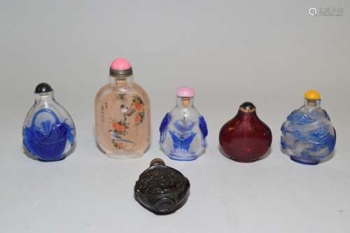 Group of Chinese Peking Glass/Reverse Snuff Bottle