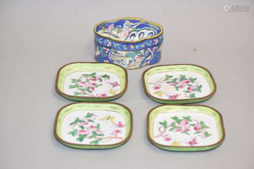 Five 19-20th C. Chinese Enamel over Bronze Ware