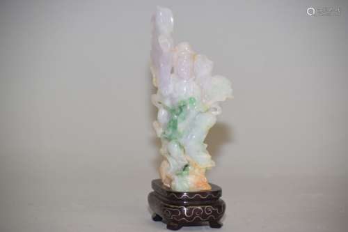 19-20th C. Chinese Jadeite Carved Guanyin