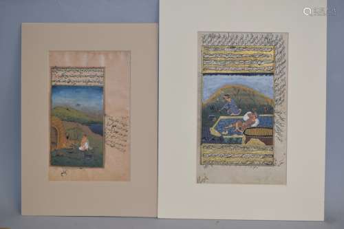 Two 17-19th C. Persian Scripture Paintings