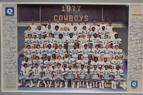 Vintage 1977 Dallas Cowboys Team Poster McDonald's