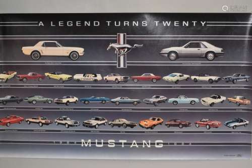 1964-1984 Ford Mustang 20th Anniversary GT 350 Dealer Original Poster