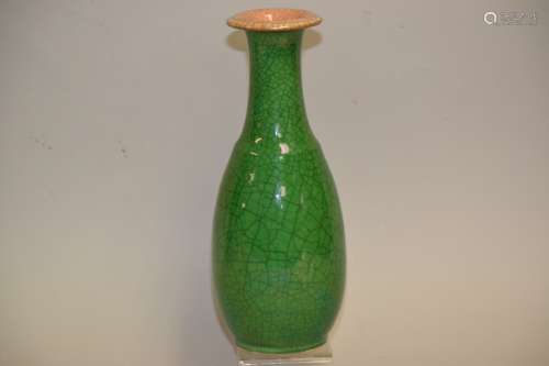 19th C. Chinese Faux Green Ge Glaze Vase