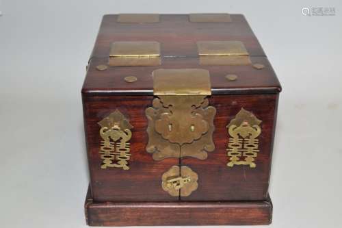 19th C. Chinese Hongmu Carved Vanity Box