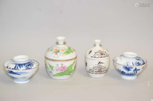 Two Chinese B&W and Famille Rose Bowls
