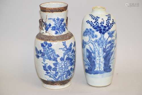 Two Chinese Blue and White Porcelain Vases