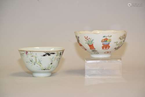 Two Qing Chinese Famille Rose Bowls