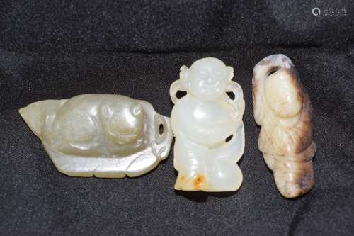 Three Chinese Jade Carved Amulets