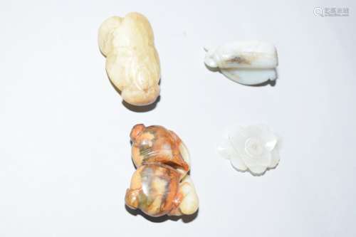 Four19-20th C. Chinese Jade Carved Amulets