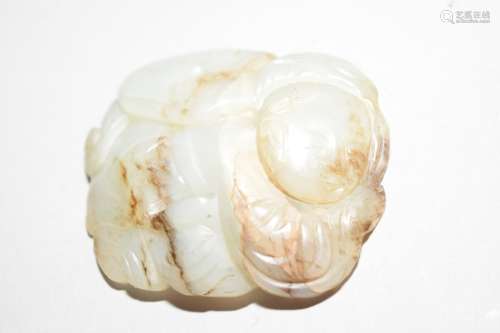 19th C. Chinese Jade Carved Boy Holding Lotus
