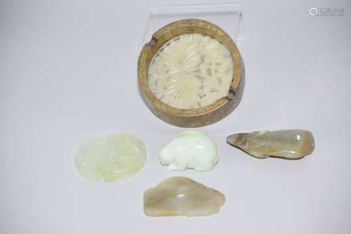 Five Chinese Jade Carved Amulets