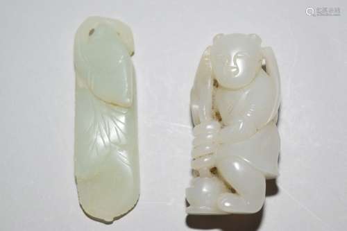 Chinese Jade Carved Figure and Amulet