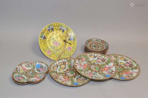 Eleven 19th C. Chinese Export Famille Rose Wares