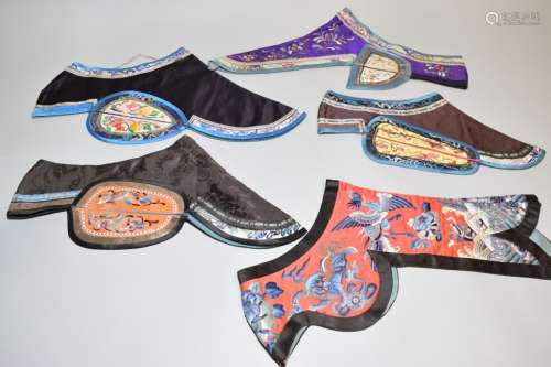 Five Qing Chinese Embroidered Headdress