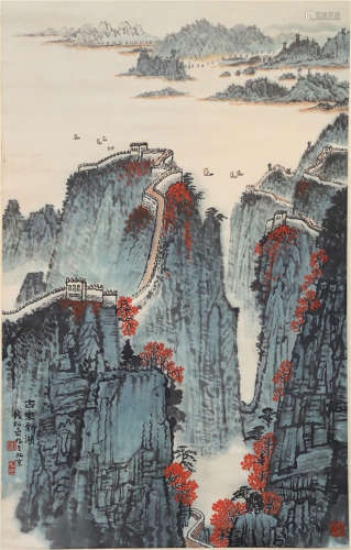 A CHINESE SCROLL PAINTING OF MOUNTAIN SIGNED BY QIAN SONGYAN
