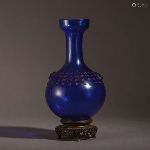 CHINESE PEKING GLASS POEM VASE