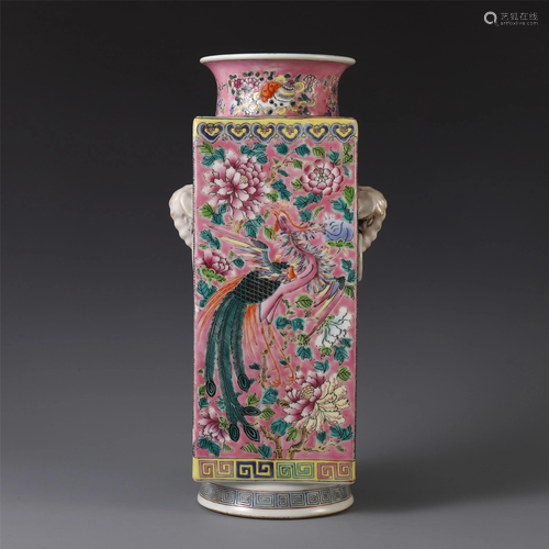 A CHINESE ENAMEL FLOWER PHOENIX DOUBL…